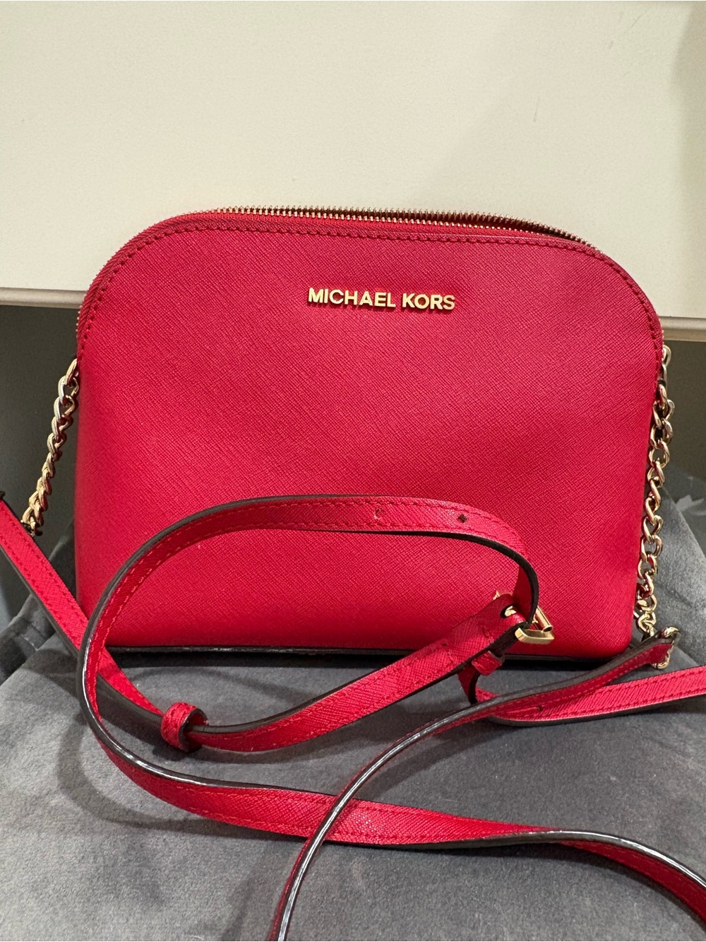 Michael Kors Hot Pink Crossbody with Gold Hardware